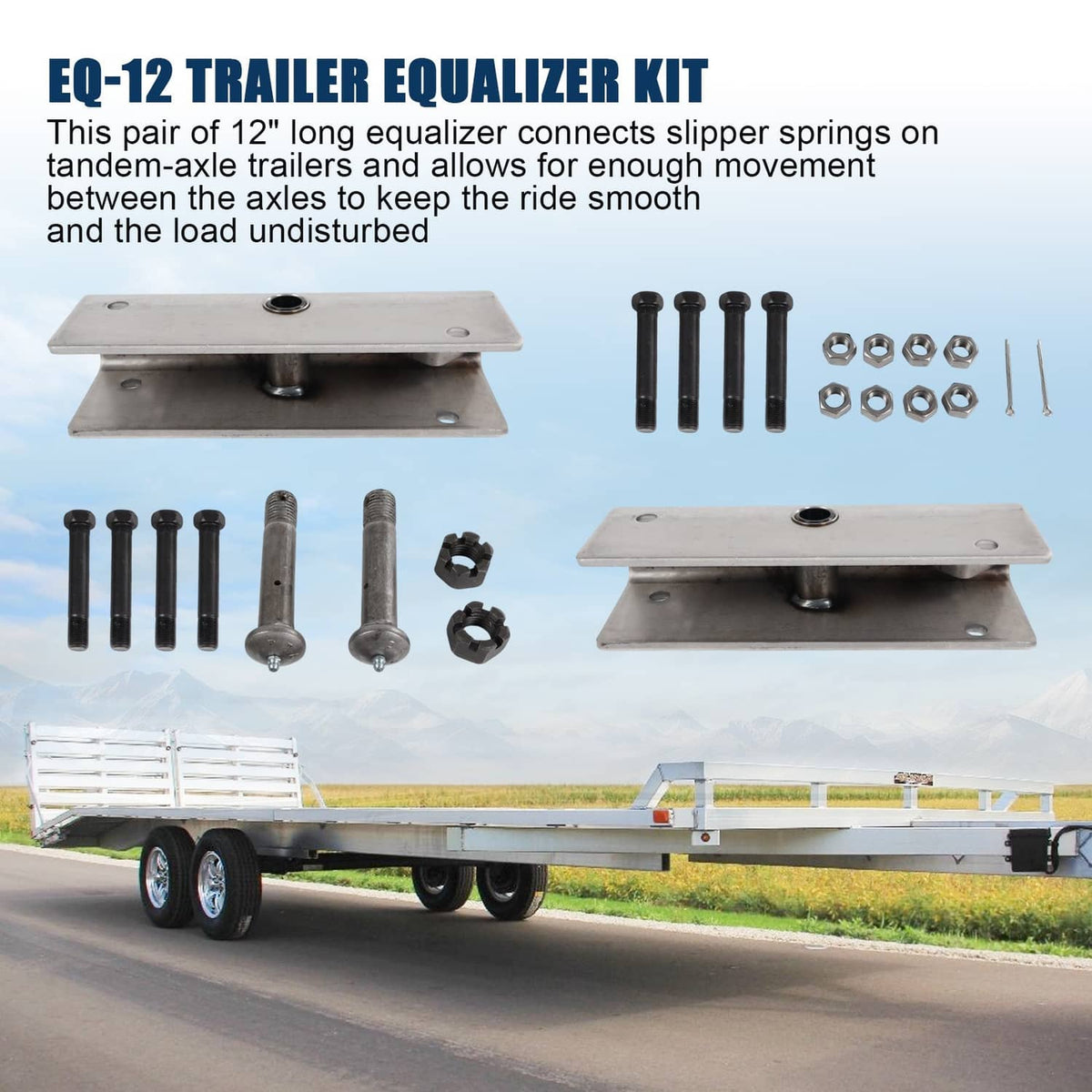 Solidspare Pair Trailer Suspension Rebuilt Kit Slipper Spring 12" Equalizer Bushings Bolts