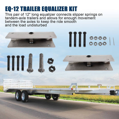 Solidspare Pair Trailer Suspension Rebuilt Kit Slipper Spring 12" Equalizer Bushings Bolts