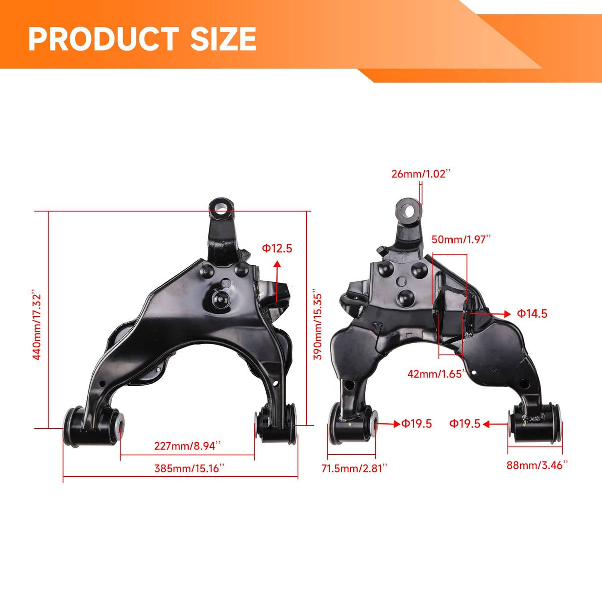 Solidspare Front Lower Control Arms Assy For 2004-07 Toyota Sequoia Tundra K640436 K640437