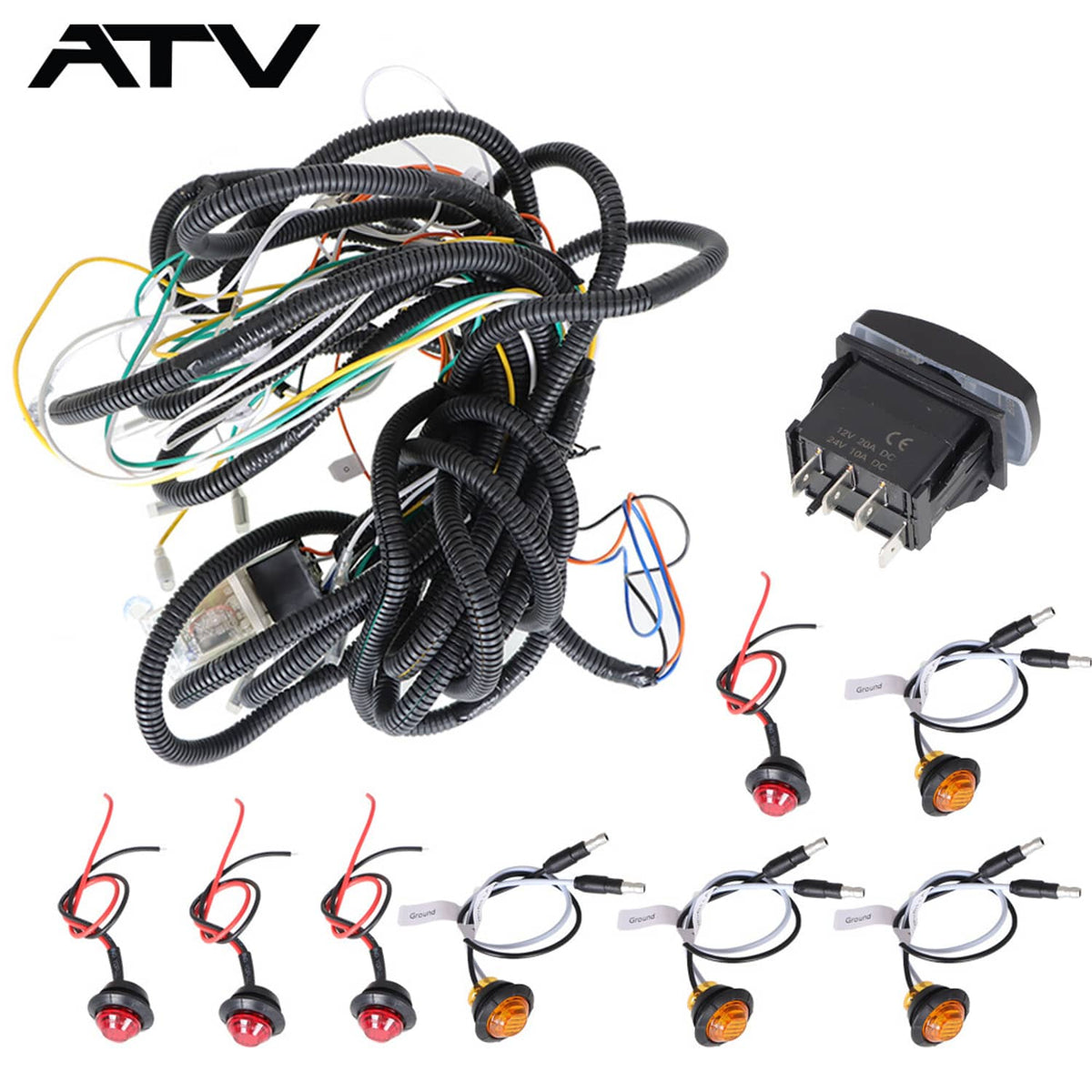 Solidspare Generic Street LED Rocker Switch Turn Signal Kit For SXS Kawasaki Mule Teryx 4