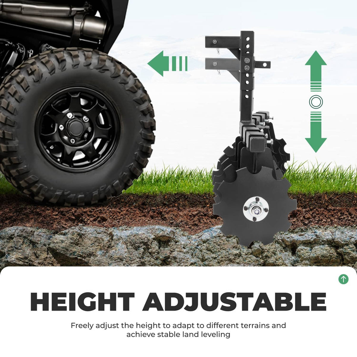 Solidspare 34" Disc Plow Harrow w/ 2-inch Receiver Hitch 8-blade disc For Tractor ATV UTV