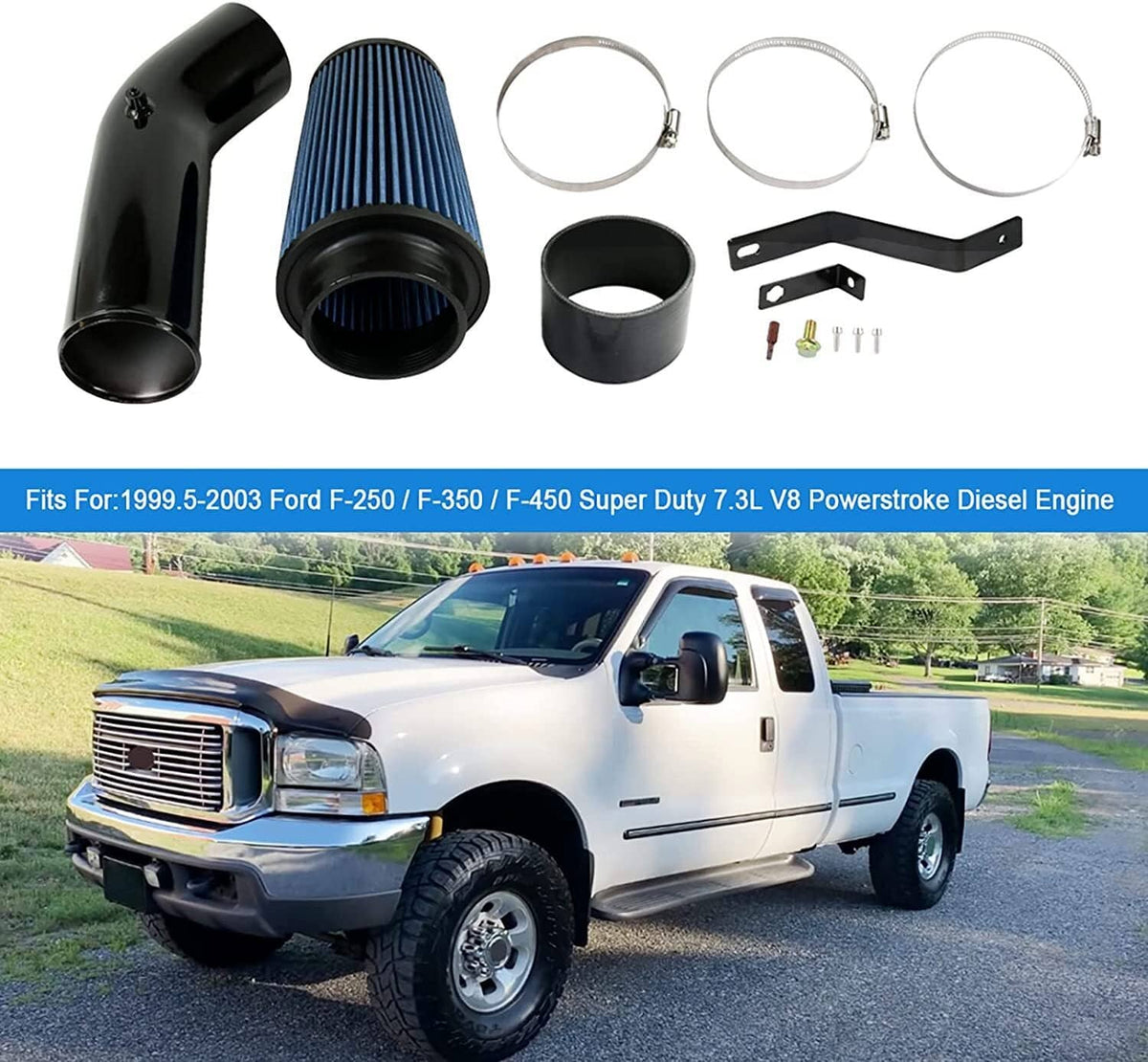 Solidspare Car Cold Air Intake Kit & Filter for 1999.5-2003 Ford F250 F350 7.3L Powerstroke