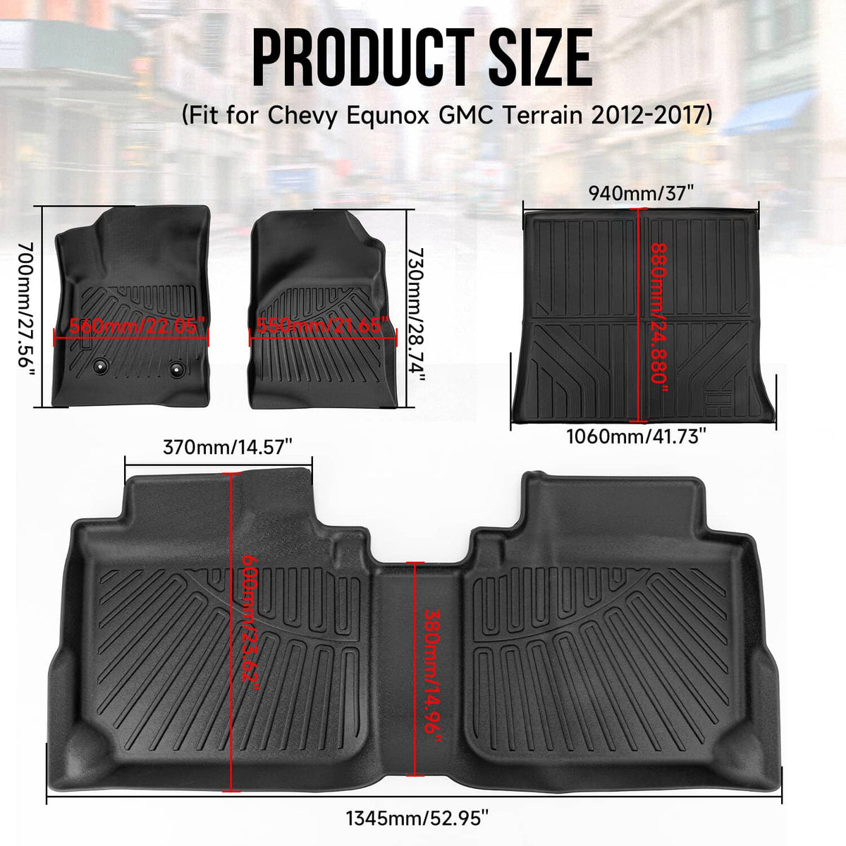 Solidspare Full Set Floor Mats w/ Cargo Liner for GMC Terrain Chevrolet Equinox 2012-2017