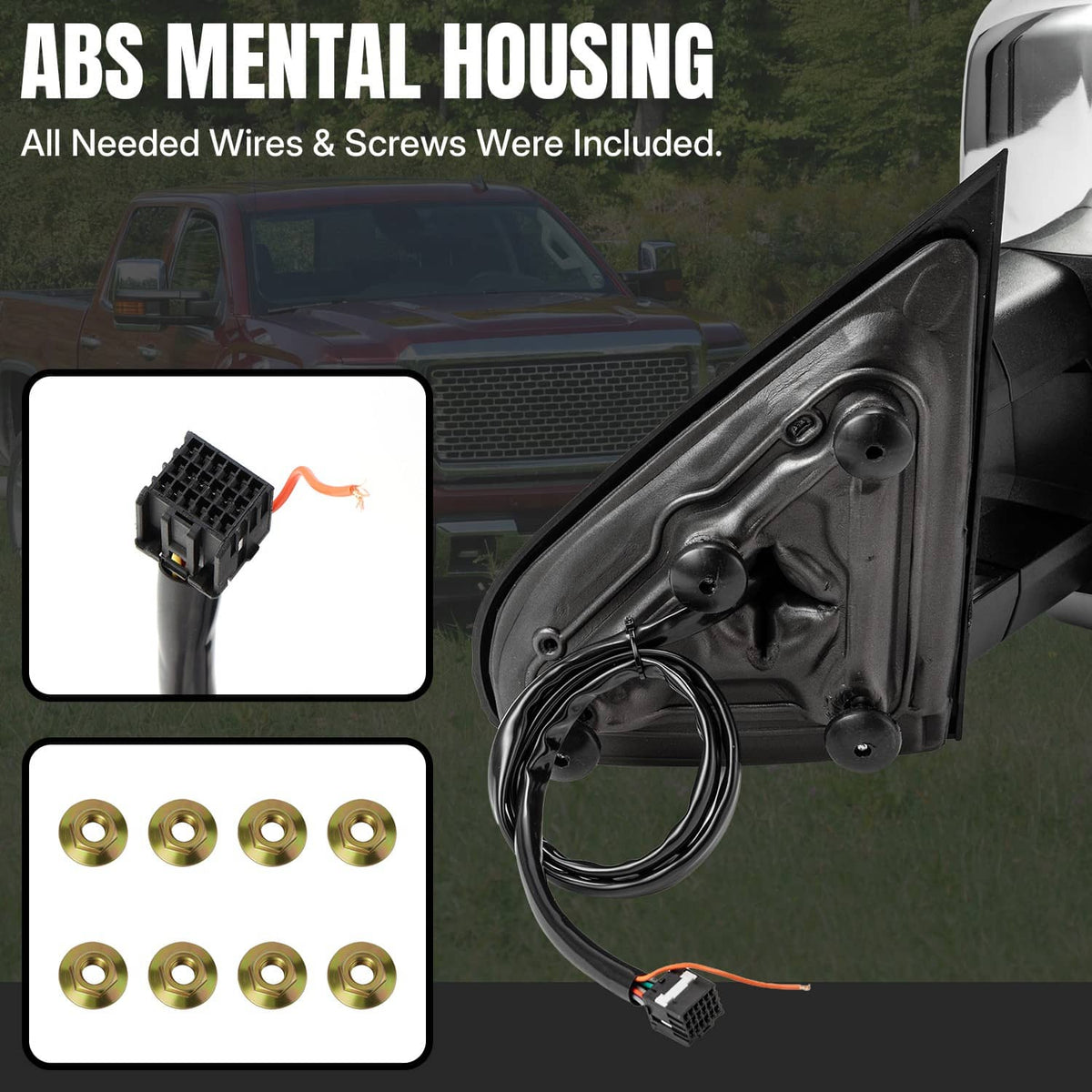 Solidspare Tow Mirrors For 2014-2018 Silverado Sierra 1500 Chrome Manual Heated+LED Signal