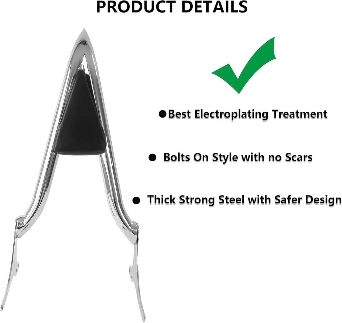 Solidspare New 22'' Chrome Backrest Sissy Bar For Harley Road King Electra Glide 1997-2008
