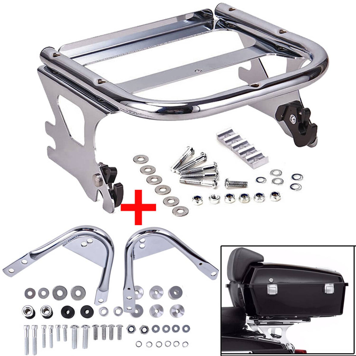 Solidspare Chrome Luggage Rack+Docking Hardware Kit For Harley Touring FLTR FLHR 1997- 2008