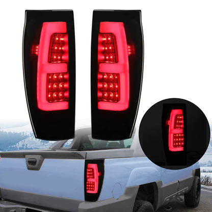 Solid Spare Black Smoke For 02-06 Chevy Avalanche 1500 2500 LED Tube Tail Lights Brake Lamps