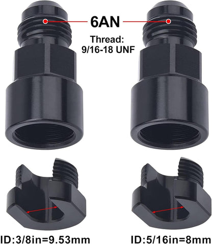 Solidspare 2Pcs 6AN Fuel Adapter Fit For To 3/8 & 5/16 GM Quick Connect W/Thread EFI Female