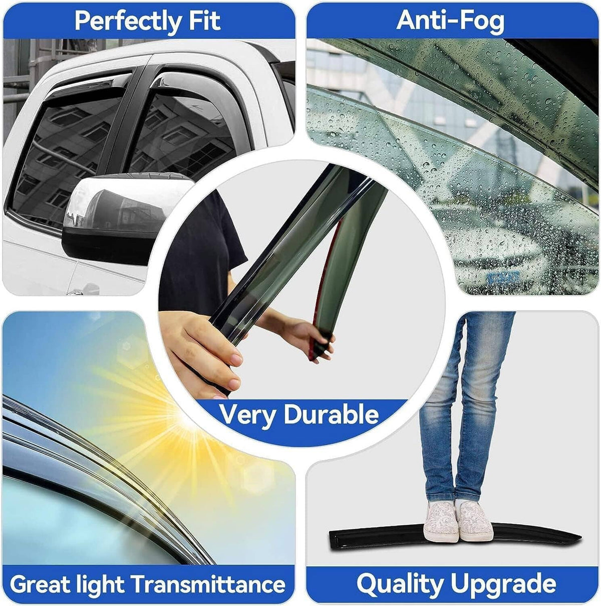 Solidspare Window Visor Rain Guard Vent For Honda Accord 2008-2012 Wavy Mugen Style Tinted