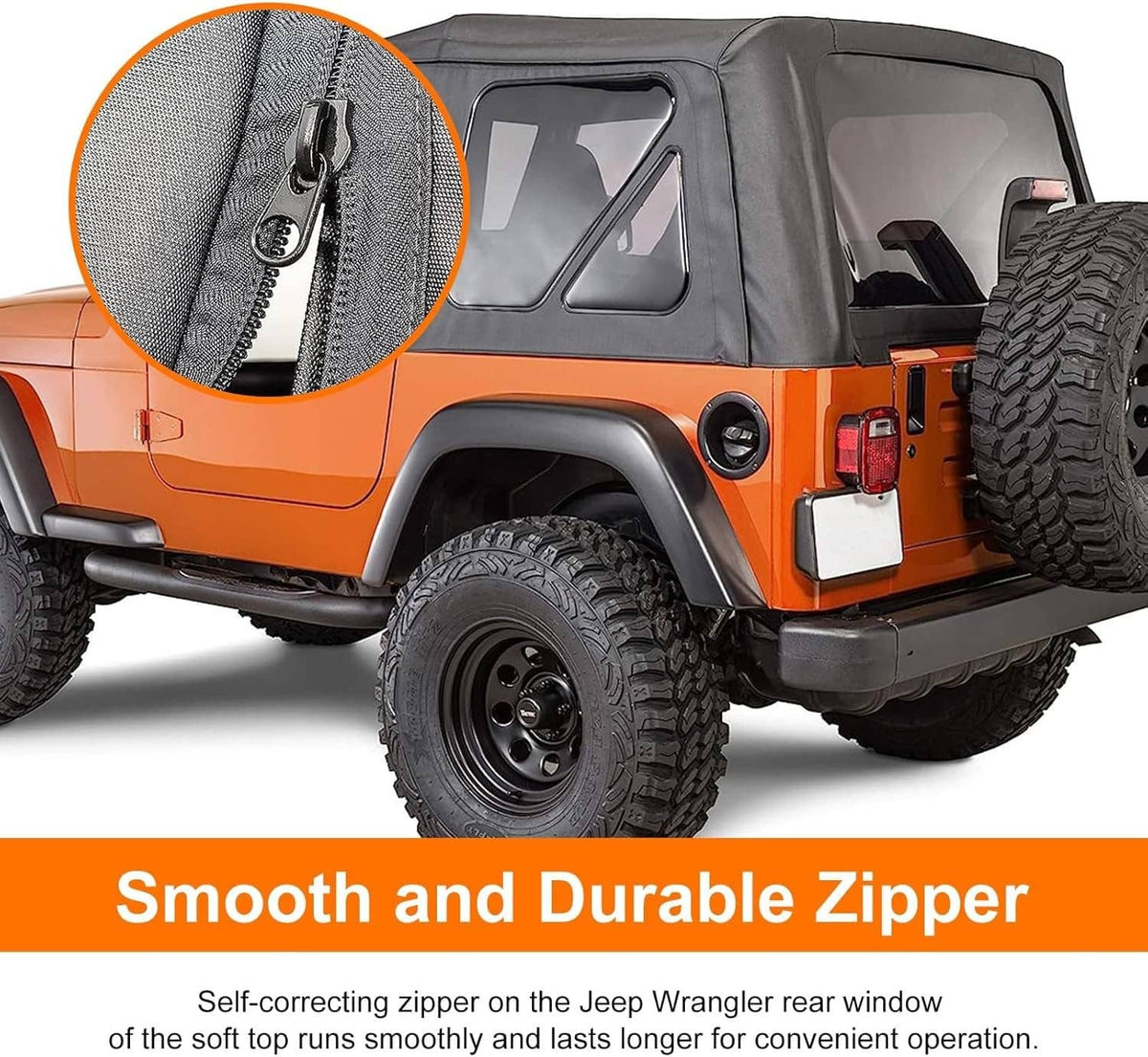 Solidspare 4Pcs For 1997-2006 Jeep Wrangler TJ Premium Rear Soft Top + Upper Skins