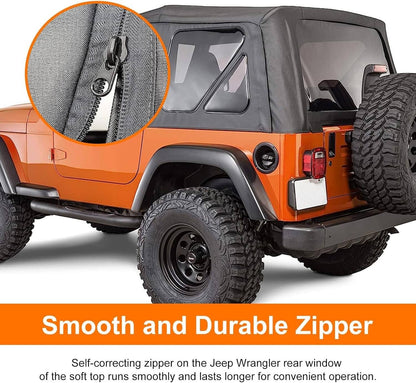 Solidspare 4Pcs For 1997-2006 Jeep Wrangler TJ Premium Rear Soft Top + Upper Skins