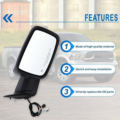 Solidspare Chrome Power Folding Heated Right Mirror+LED Signal For 2013-2019 Dodge Ram 1500