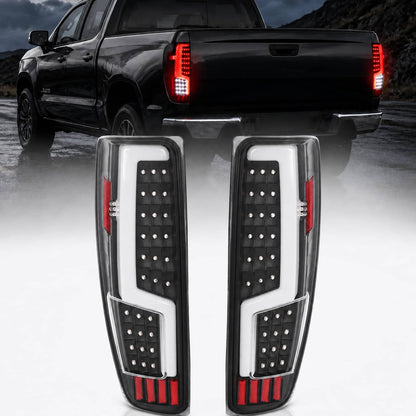 Solid Spare Black For 2004-2012 Chevy Colorado GMC Canyon LED Tube Tail Lights Brake Lamps