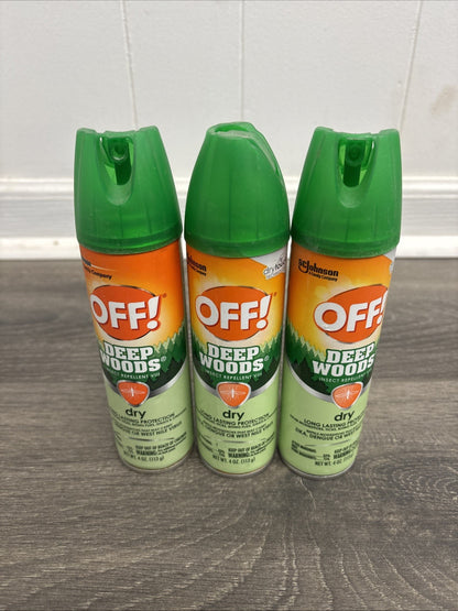 (3-Pack) Off! 4 oz Can of Dry Deep Woods Bug Insect Mosquito Tick Gnat Repellent