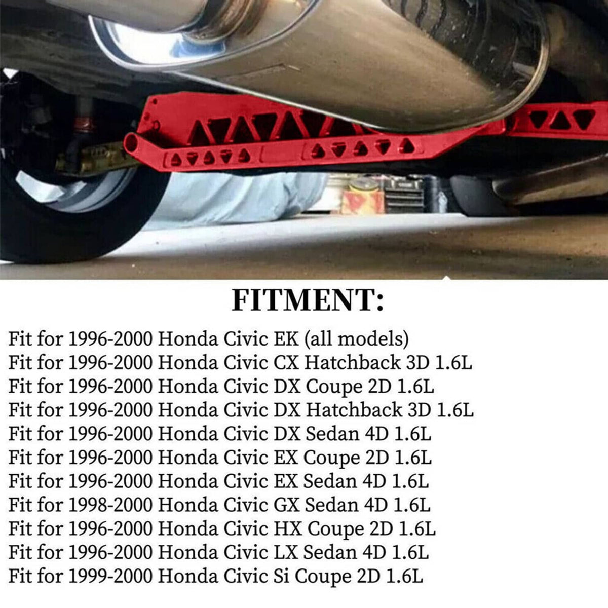 Solidspare Billet Subframe Control Arm Lca Tie Bar Brace Rear For 96-00 Honda Civic Ek Red