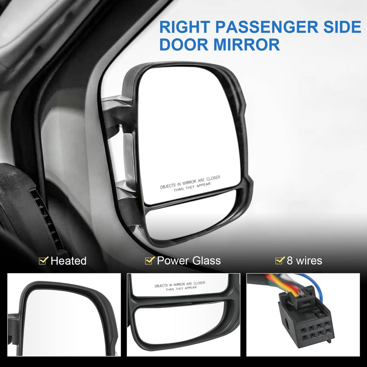 Solidspare Passenger RH Side Manual Door Mirror For 2014-2023 RAM PROMASTER 1500 2500 3500