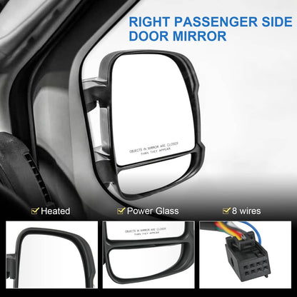 Solidspare Passenger RH Side Manual Door Mirror For 2014-2023 RAM PROMASTER 1500 2500 3500