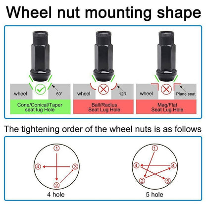 Solidspare Black 20Pcs M12x1.5mm Extended Steel Open Ended wheel Lug Nuts For Toyota Honda