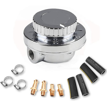 Solidspare Universal 1-6 PSI Adjustable Fuel Pressure Regulator Kit For Carburetor Engine