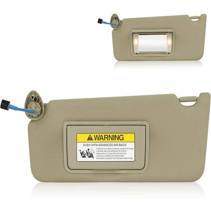 Solidspare Left Driver Side Sun Visor w/ Light & Mirror For 2008-2017 Honda Accord Beige