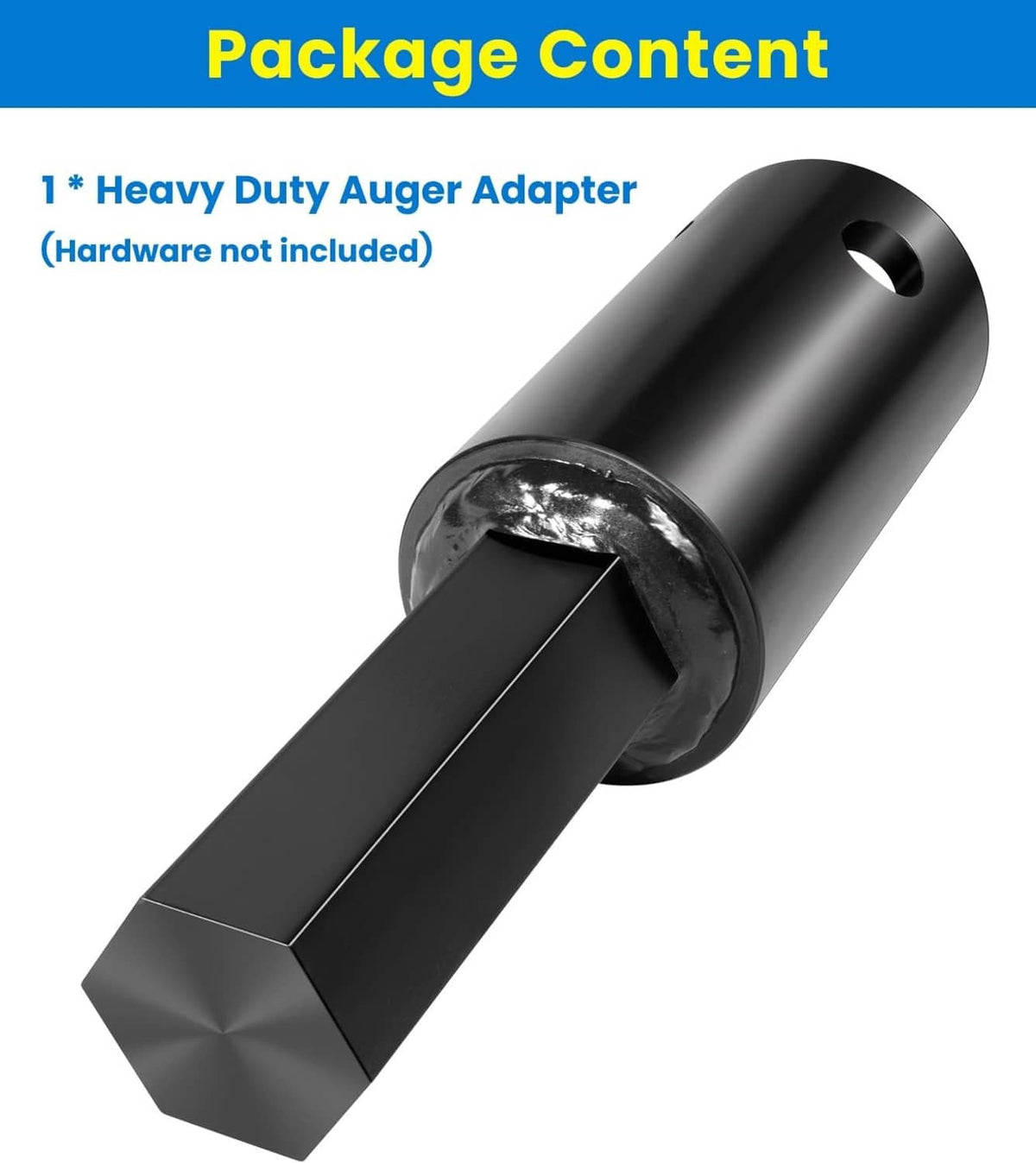 Solid Spare Heavy Duty Auger Adapter 2-9/16" Female Round to 2" Male Hex for Augers