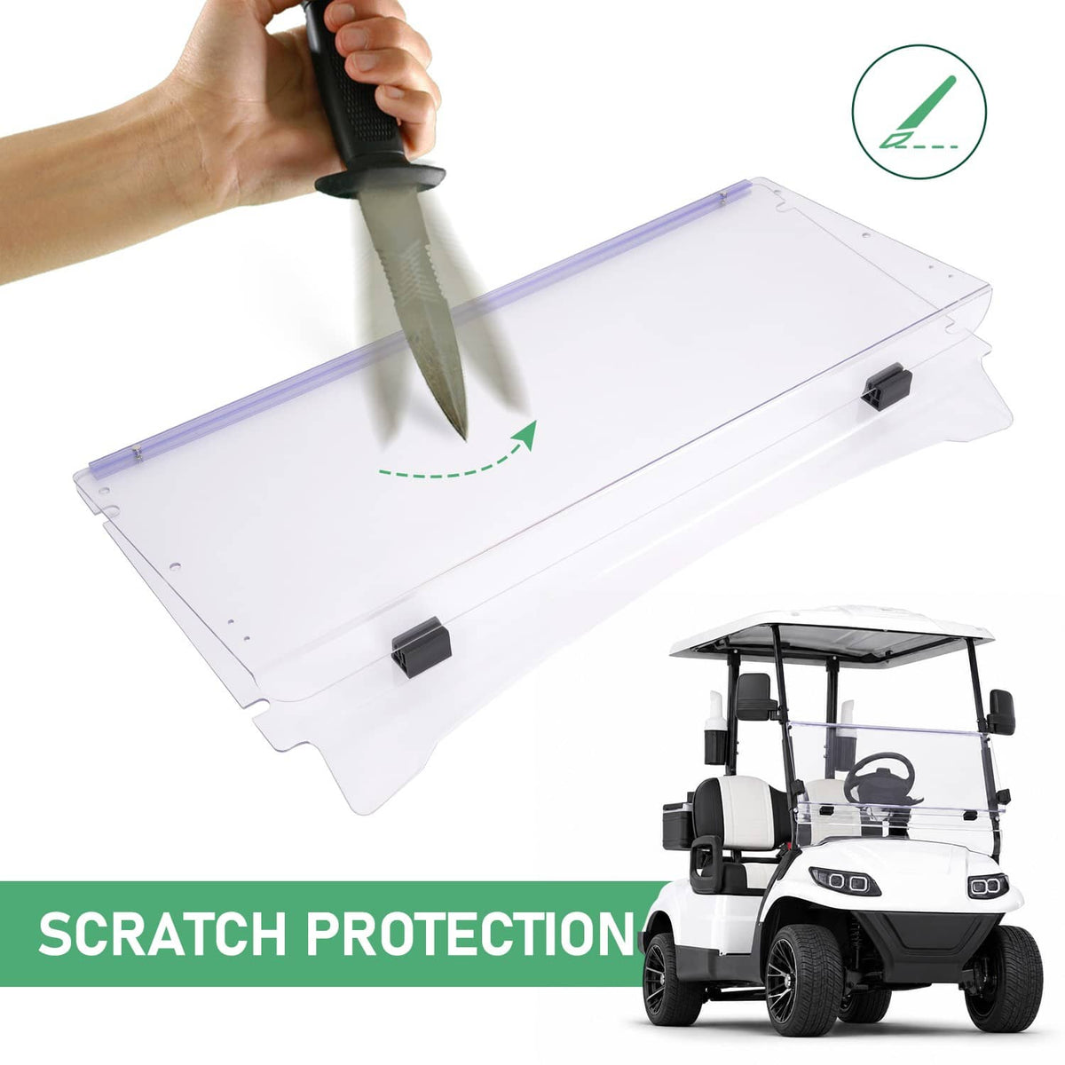 Solidspare Folding Windshield Windscreen For ICON I20 I40 I60 I20L I40L I60L Golf Cart