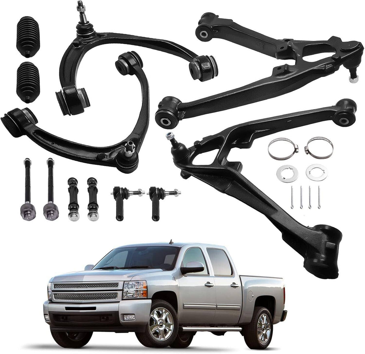 Solidspare 12x Front Upper Lower Control Arm Kit for 2007-2013 Escalade Chevy Silverado GMC