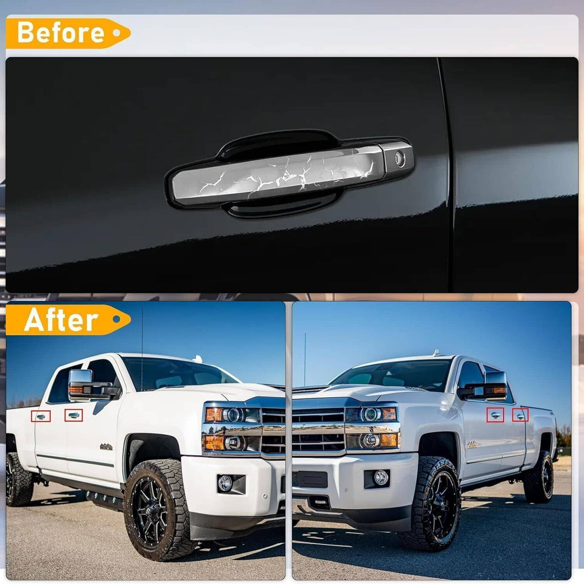 Solidspare Set of 4 Exterior Door Handle 2014-2017 Fit For Chevrolet Silverado 1500 Chrome