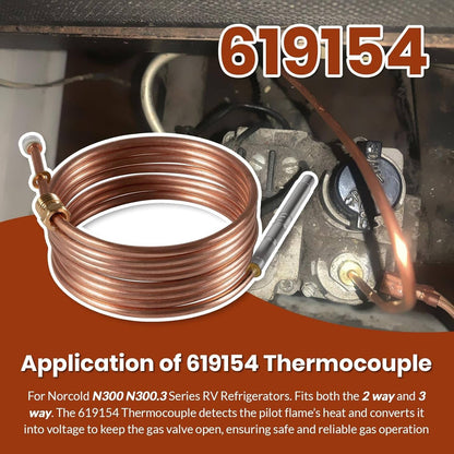 Solidspare 619154 Thermocouple, 2Pcs 621737 Thermocouple Interrupter & 622746001 Gas Valve