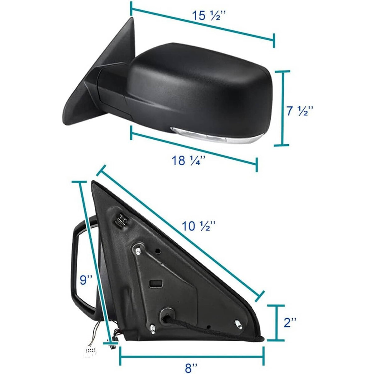Solidspare Left/Driver Mirror w/Heated+ Temp Sensor Power Fold For 2013-2019 Dodge Ram 1500