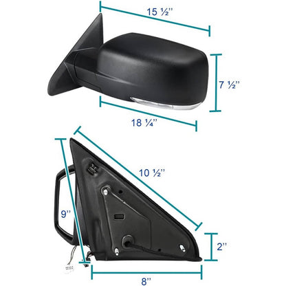 Solidspare Left/Driver Mirror w/Heated+ Temp Sensor Power Fold For 2013-2019 Dodge Ram 1500