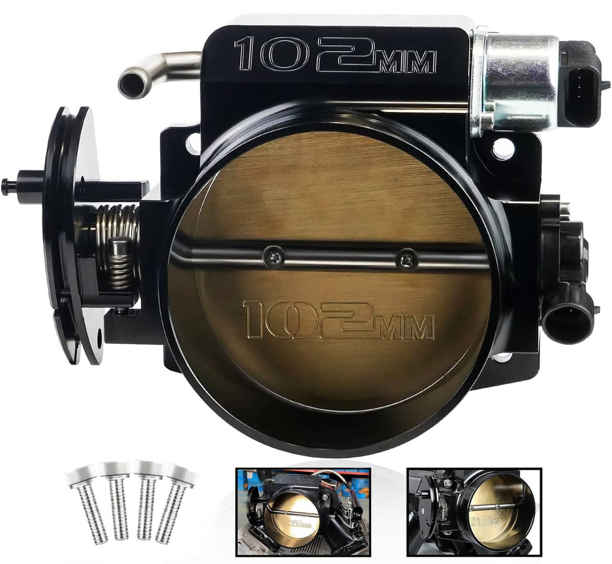 Solidspare 102mm Aluminum 4 Bolt Throttle Body & TPS IAC For GM Gen III LS1 LS2 LS6 LS7 LSX