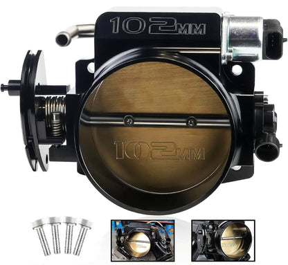Solidspare 102mm Aluminum 4 Bolt Throttle Body & TPS IAC For GM Gen III LS1 LS2 LS6 LS7 LSX