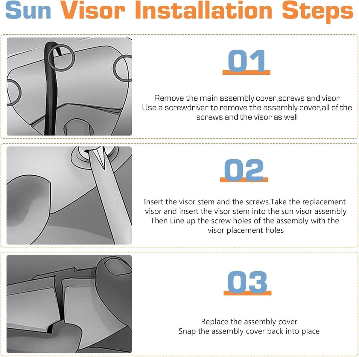 Solidspare Gray Sun Visor w/Sunroof Left & Right Set For 09-16 Toyota Venza 74320-0T022-B1