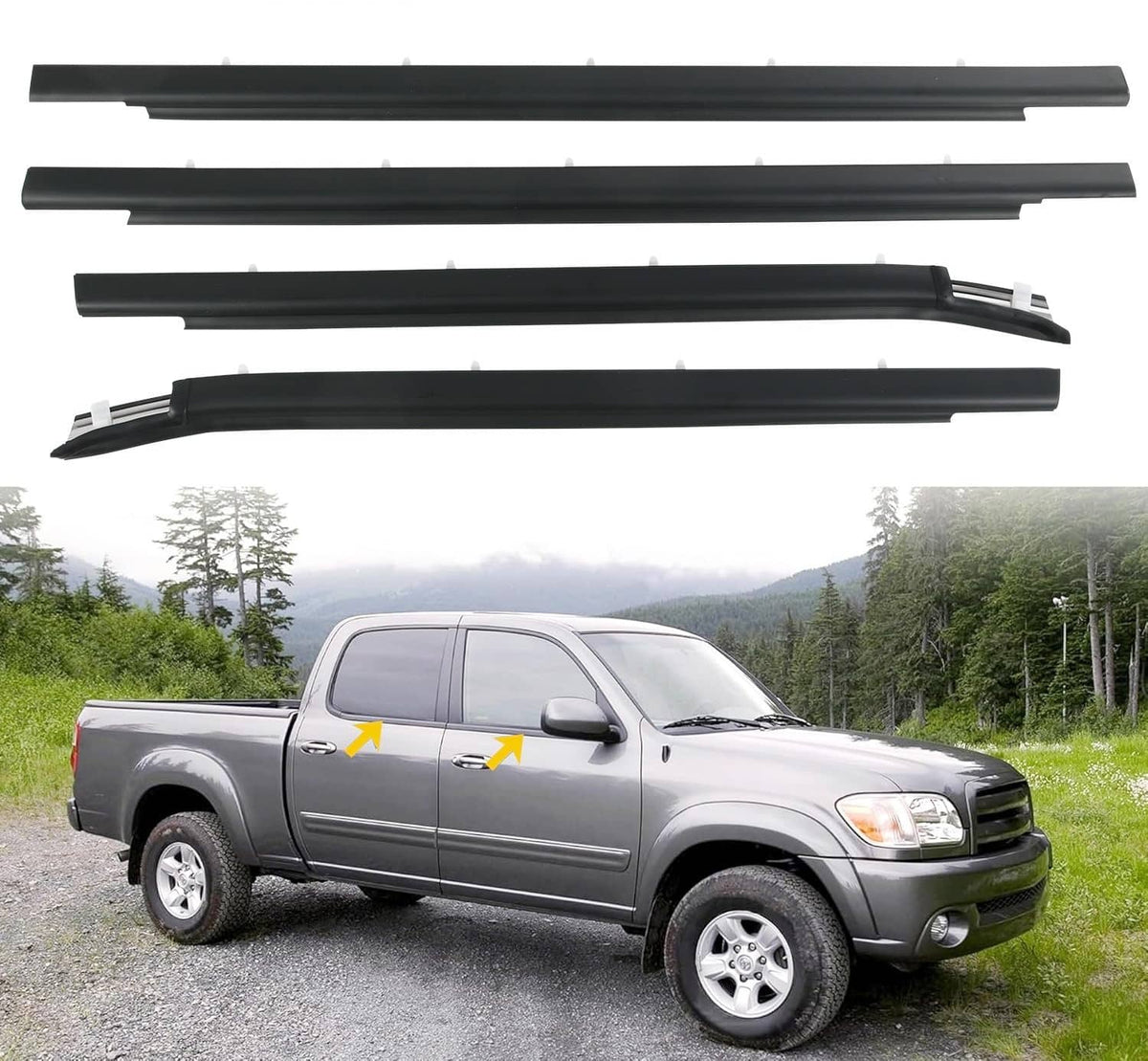 Solidspare Window Moulding Weatherstrip Seal Belt 4× For Toyota Tundra Double Cab 2000-2006