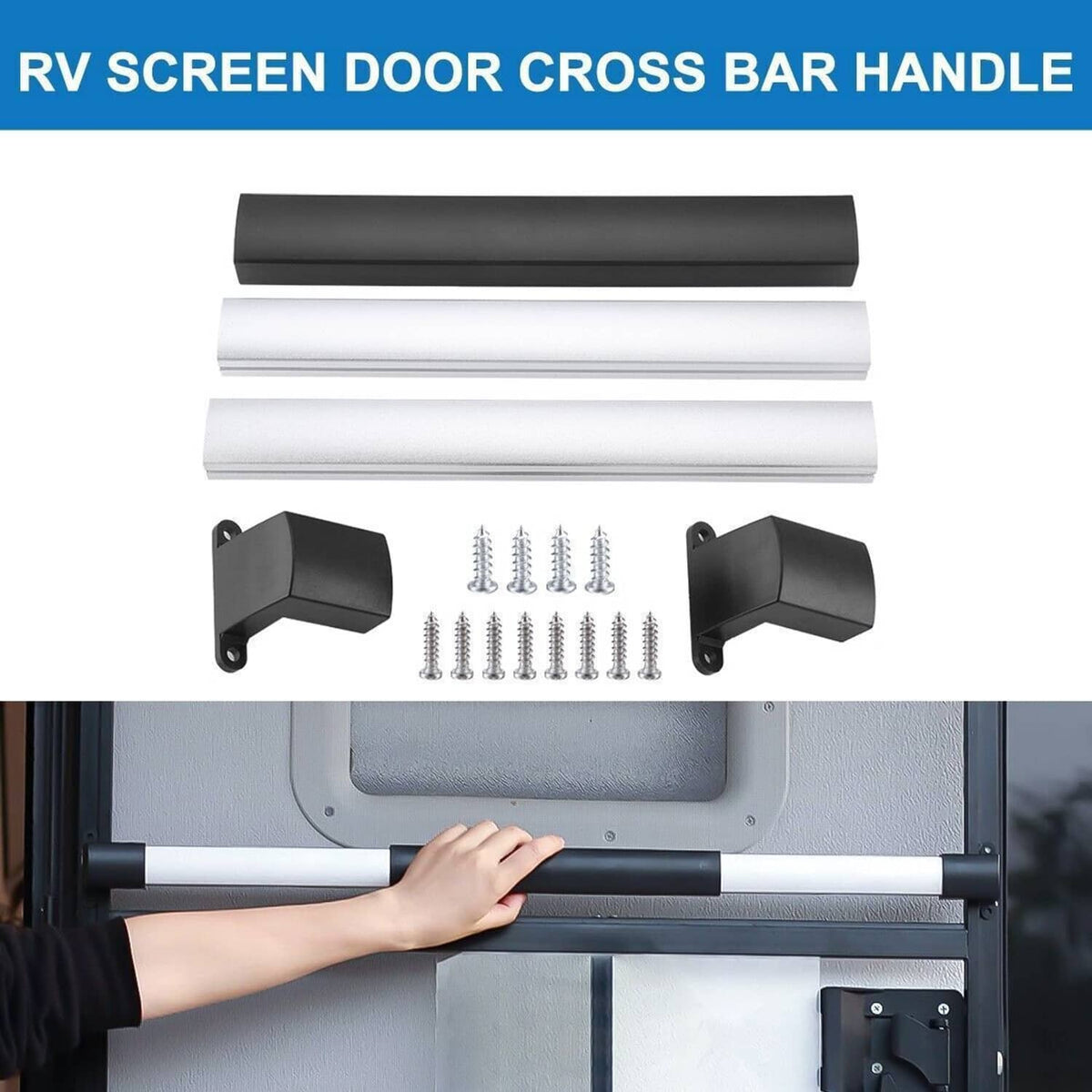 Solidspare Universal RV Screen Door Cross Bar Handle Adjustable Widths For Camper Trailer