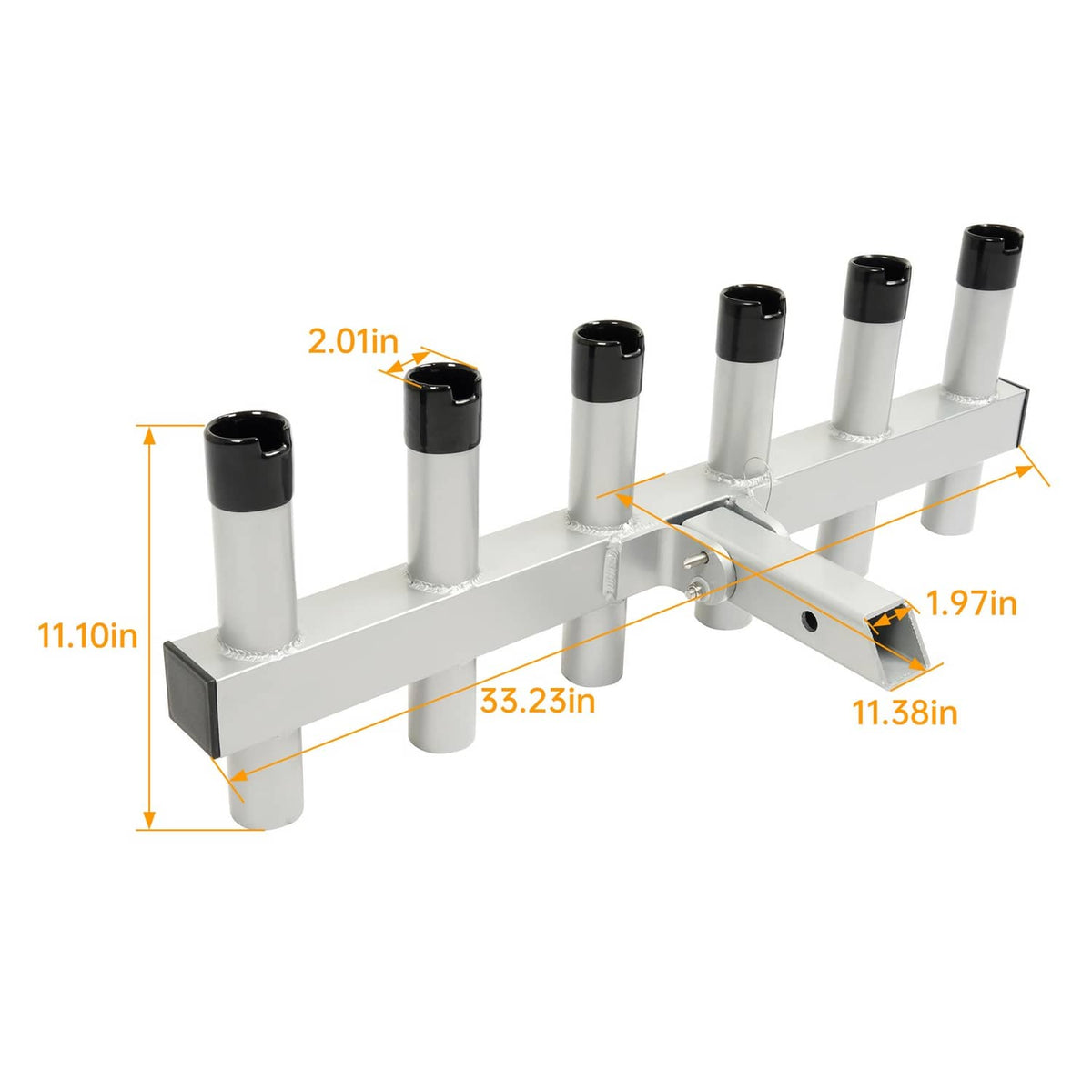 Solid Spare Hitch Mount Fishing Rod Holder 6 Pole For 2" Hitch Receiver Truck Rod Rack