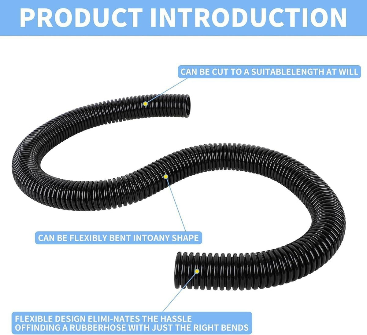 Solidspare 48" Stainless Steel Radiator Flexible Coolant Water Hose w/ Caps Kit Universal