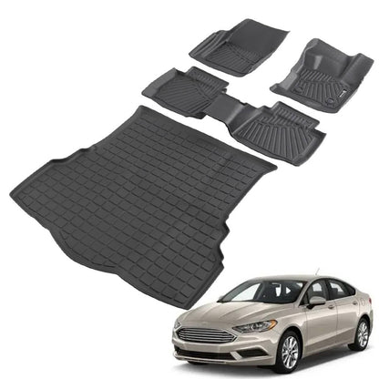 Solidspare Floor Mats & Cargo Liner for Ford Fusion 2017-2020 (1st & 2nd Row & Trunk Mat)
