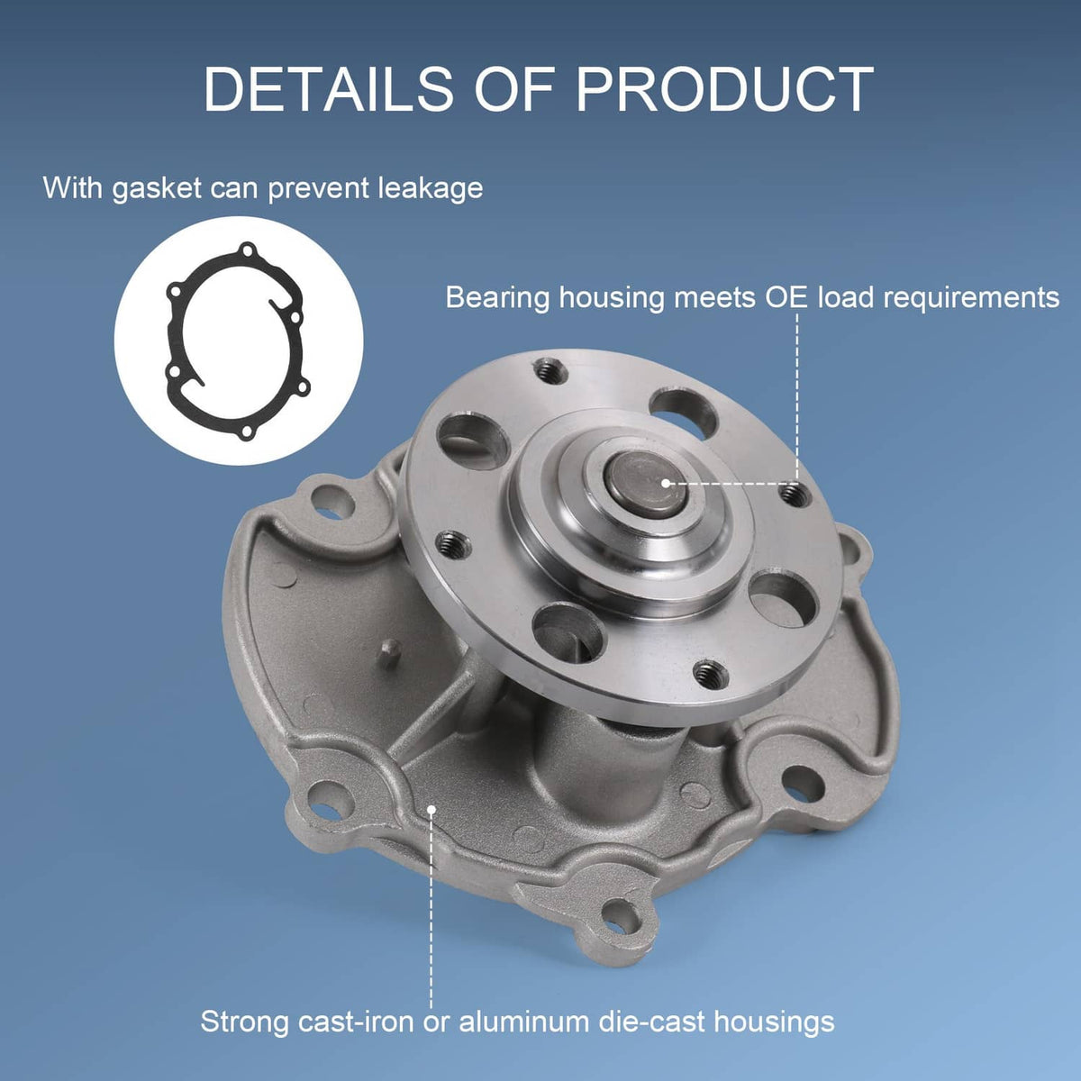 Solidspare Water Pump AW5103 for 2004-2017 Buick Cadillac Chevrolet GMC V6 2.8L 3.0L 3.6L