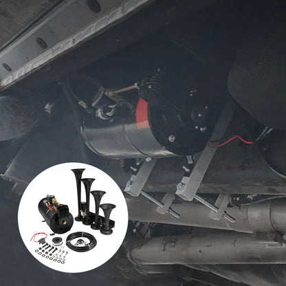 Solidspare 4 Trumpets Train Horn w/ 1G Air Tank Kit Loud System 150psi For Truck Car Pickup