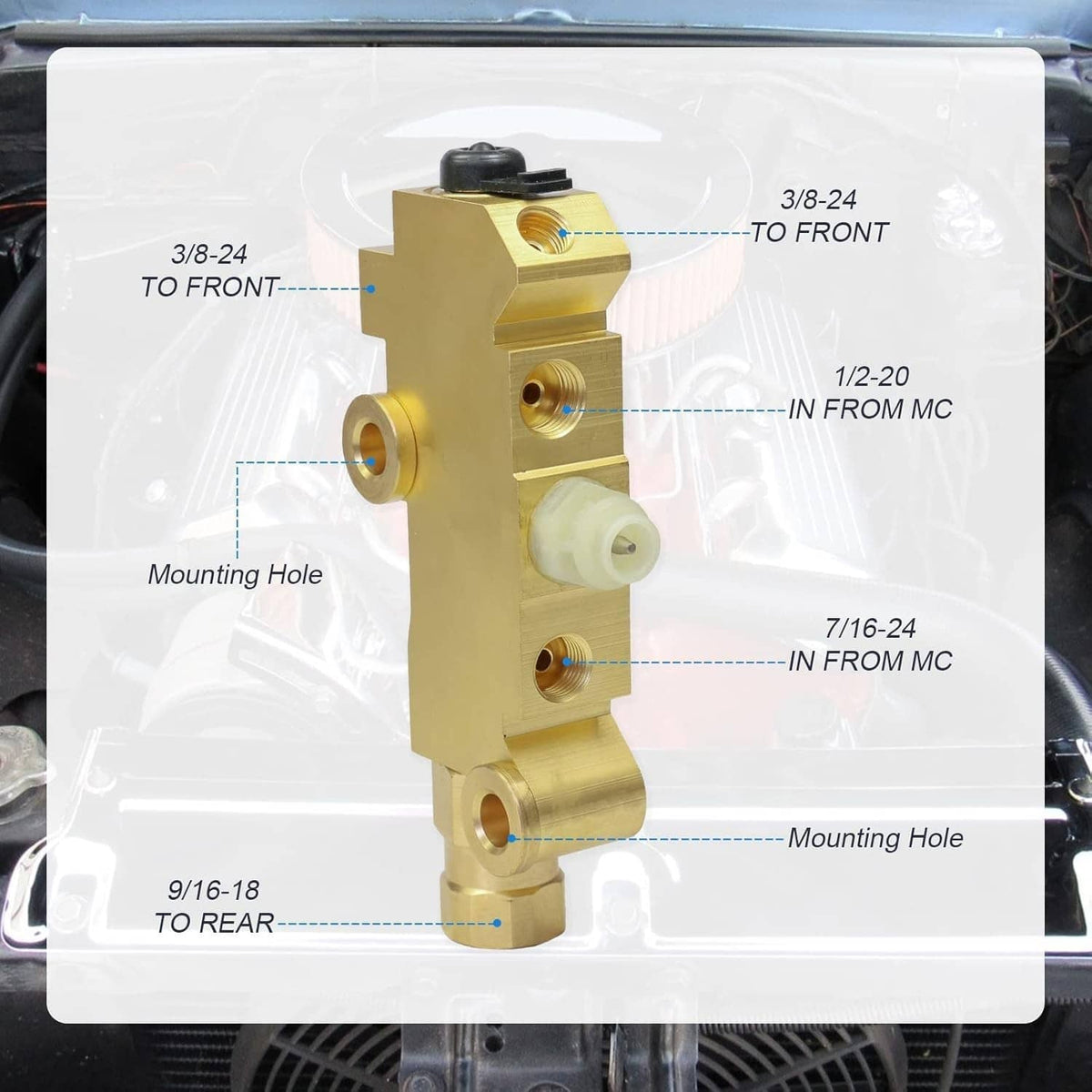Solidspare Brass Truck Disc/Drum Brake Brass Proportioning Valve For Chevrolet C10 C20 C30