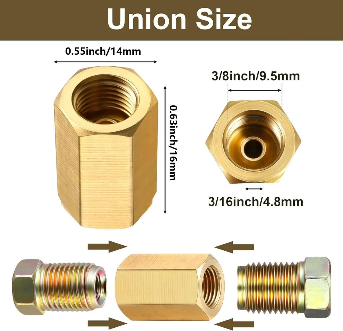 Solid Spare 12 Piece 3/16in brake line (3/8-24 Inverted) Brake Line Fittings & Brass Unions