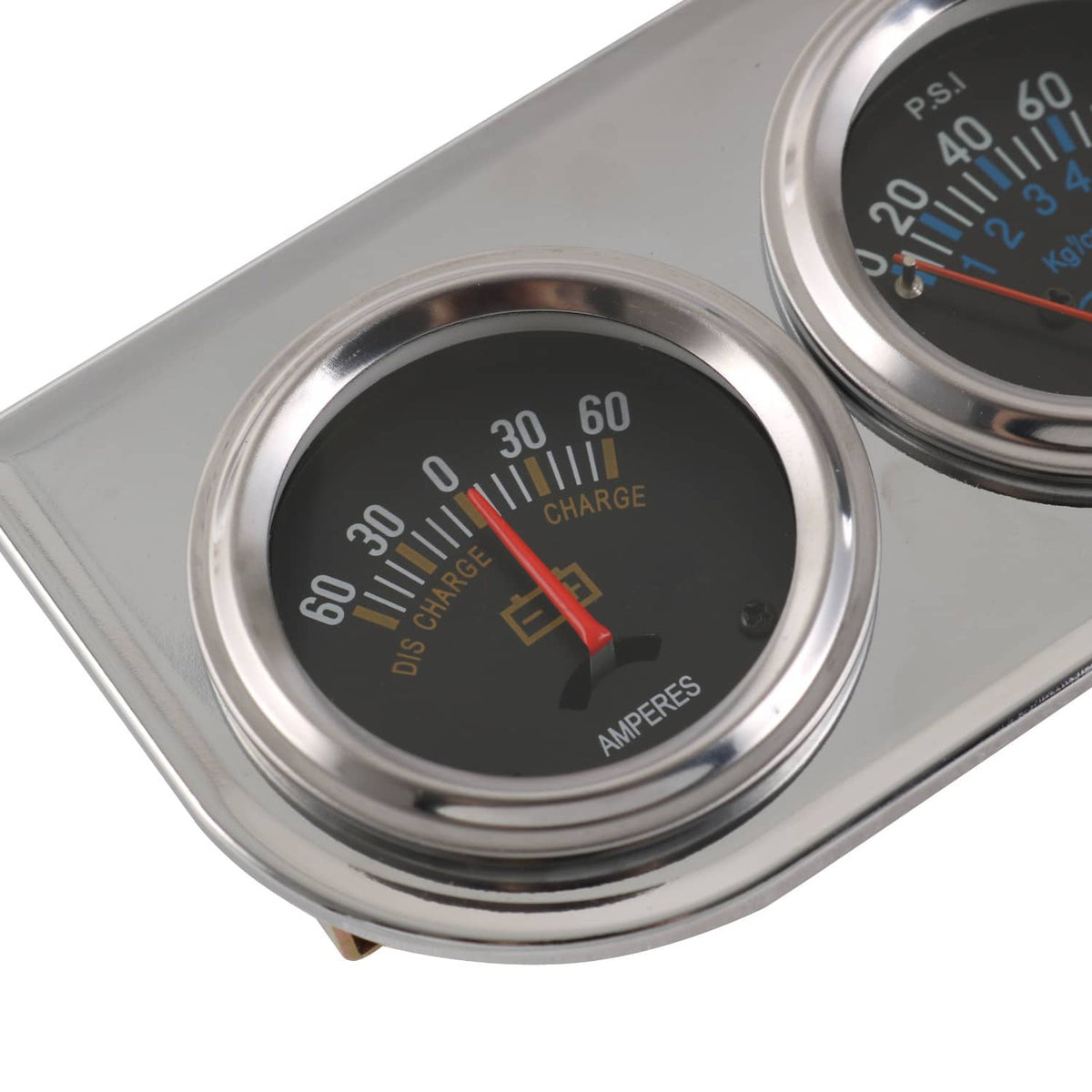 Solidspare 2" 52mm Chrome Car Triple Gauge Set Kit AMP Meter Water Temp Oil Pressure 3 in 1