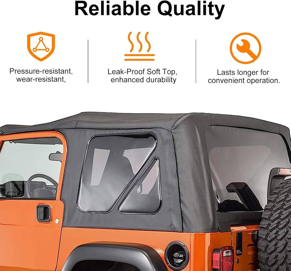 Solidspare 4Pcs For 1997-2006 Jeep Wrangler TJ Premium Rear Soft Top + Upper Skins