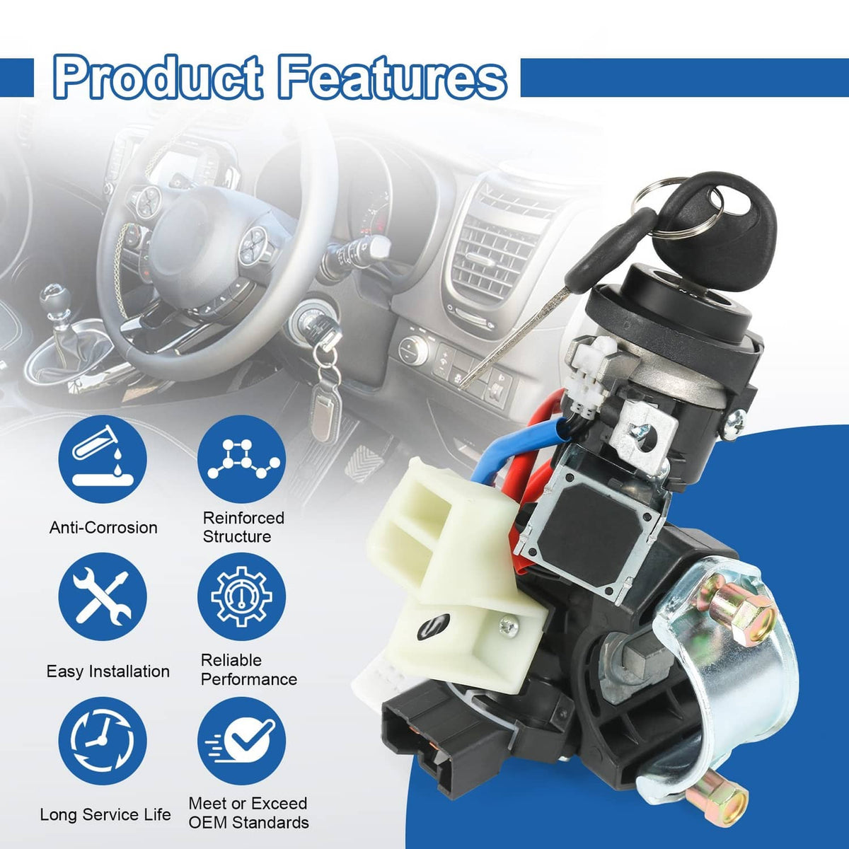 Solidspare Ignition Lock Switch Assembly with Keys For Hyundai 81900-3SA00 819003SA00