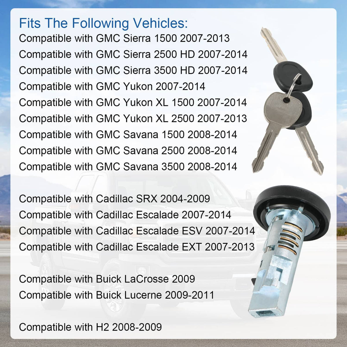 Solidspare IGNITION LOCK CYLINDER For 2007-2013 SILVERADO TAHOE YUKON GMC SIERRA & MORE