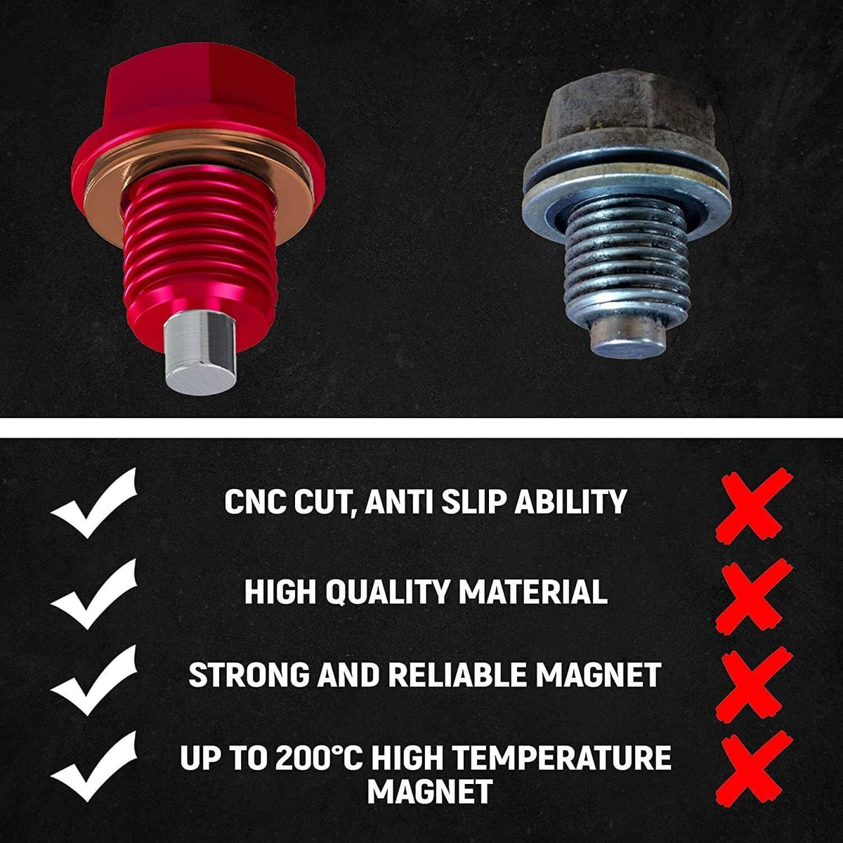 Solidspare M14x1.5mm Car Engine Magnetic Oil Drain Plug Screw Nut Bolt Sumps Universal