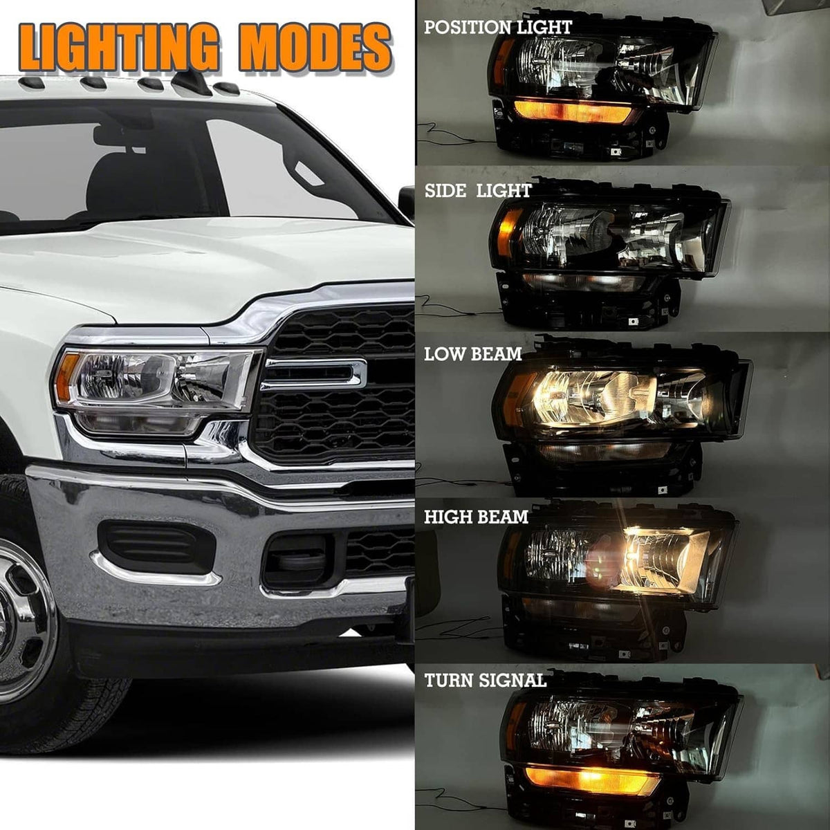 Solidspare For 2019-2024 Ram 2500 3500 Halogen Chrome Headlight Assy Right Passenger Side