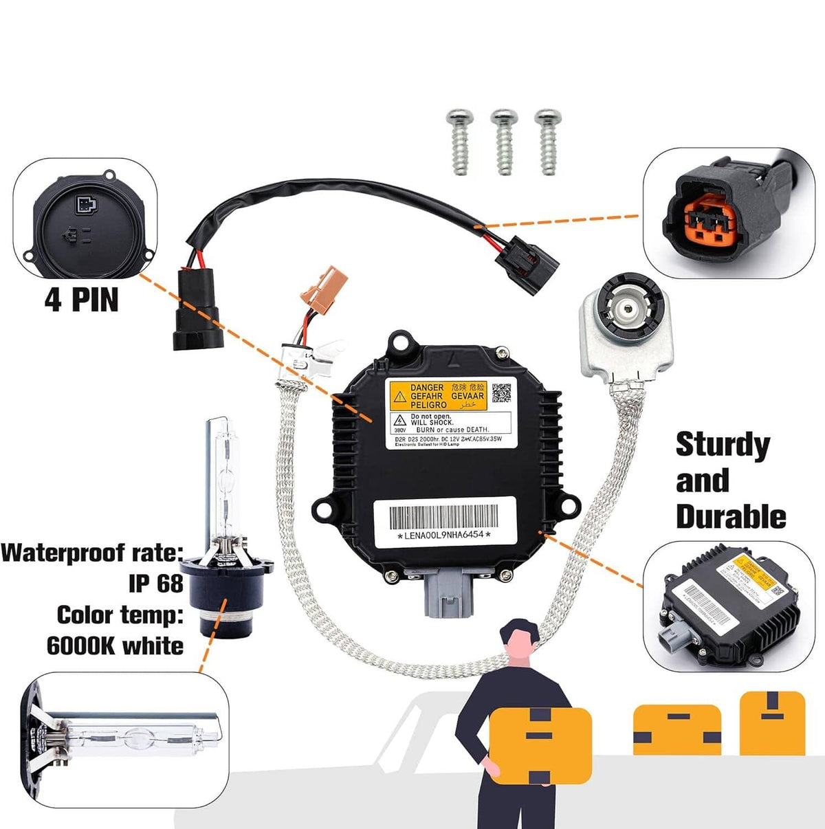 Solid Spare 2 Set Xenon Ballast Igniter HID D2S Bulb Kit For 07-15 Infiniti G35 G37 Q40 Q50
